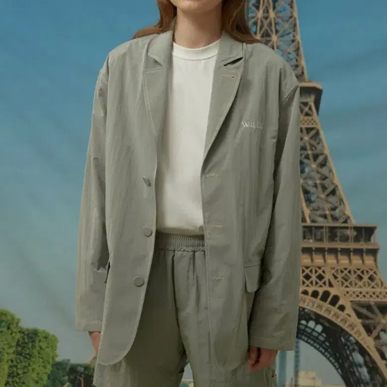[BUNJANG] WAIKEI Stitch Nylon Blazer / 와이케이(WAIKEI)스티치 나일론 블레이저