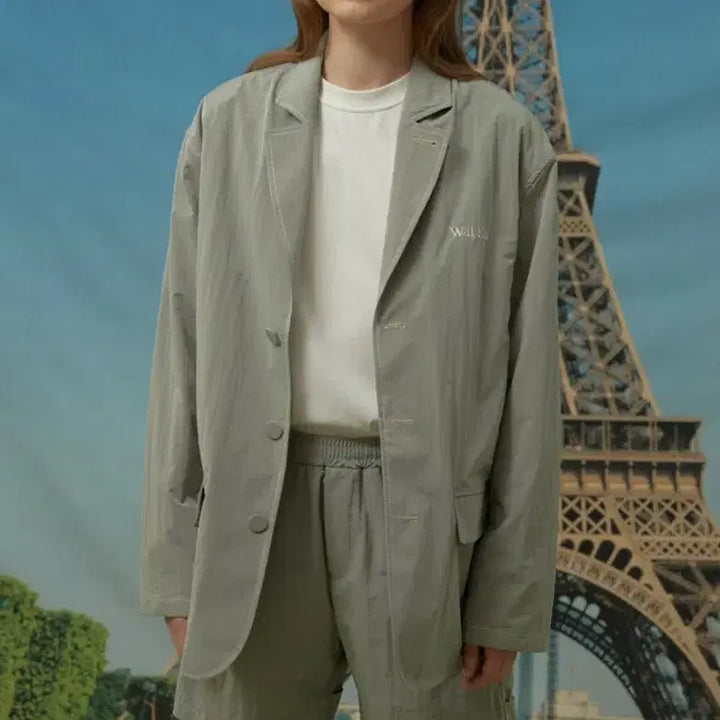 [BUNJANG] WAIKEI Stitch Nylon Blazer / 와이케이(WAIKEI)스티치 나일론 블레이저