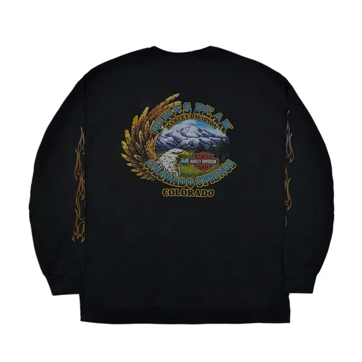 [BUNJANG] Harley-Davidson Flame Long Sleeve Pocket T-Shirt XL / 할리데이비슨 플레임 롱슬리브 포켓 티셔츠 XL (105-110)