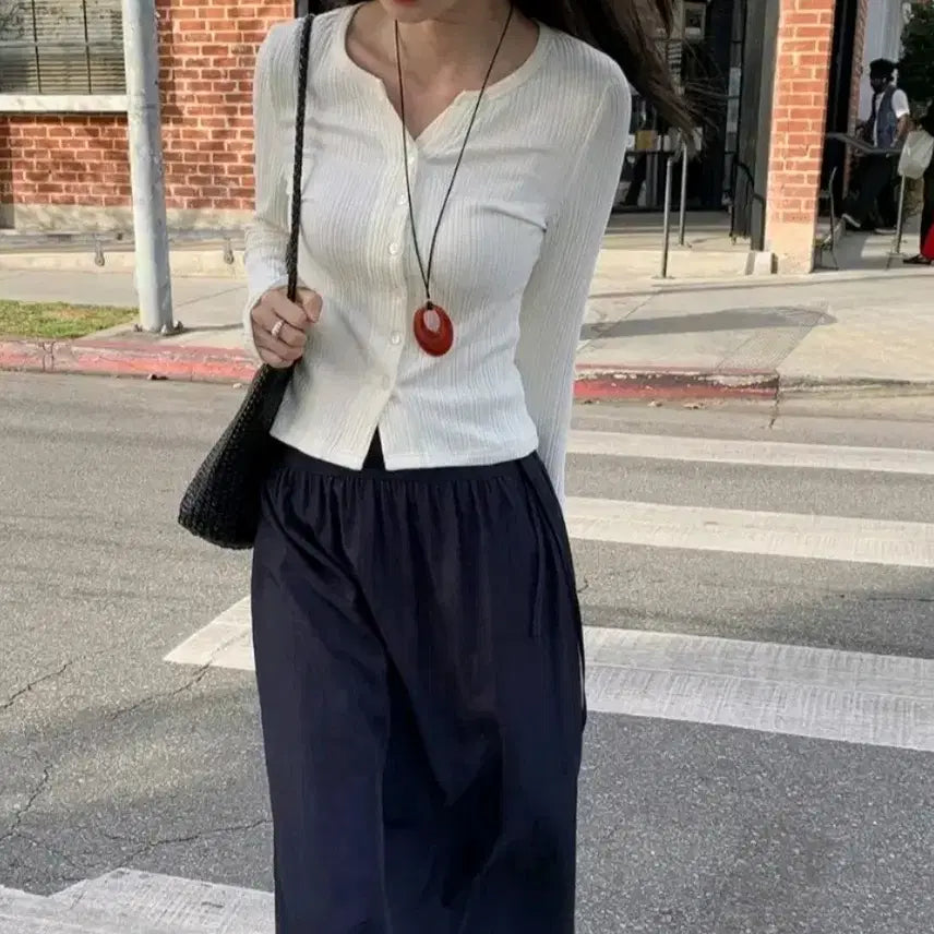 [BUNJANG] Ed More Rina Slim Ribbed Cardigan / 에드모어 리나 슬림 골지 가디건
