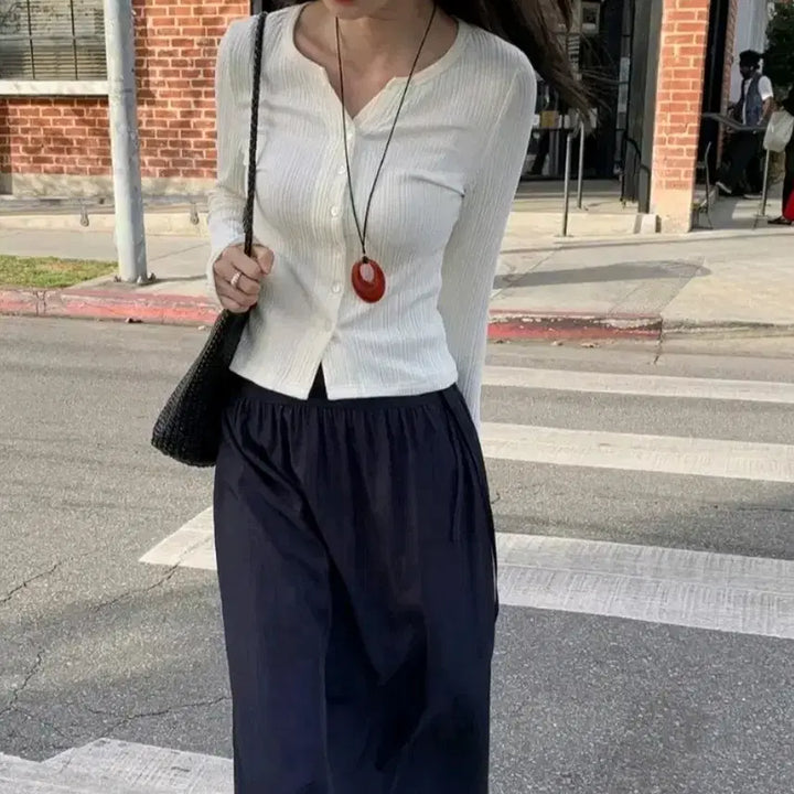 [BUNJANG] Ed More Rina Slim Ribbed Cardigan / 에드모어 리나 슬림 골지 가디건