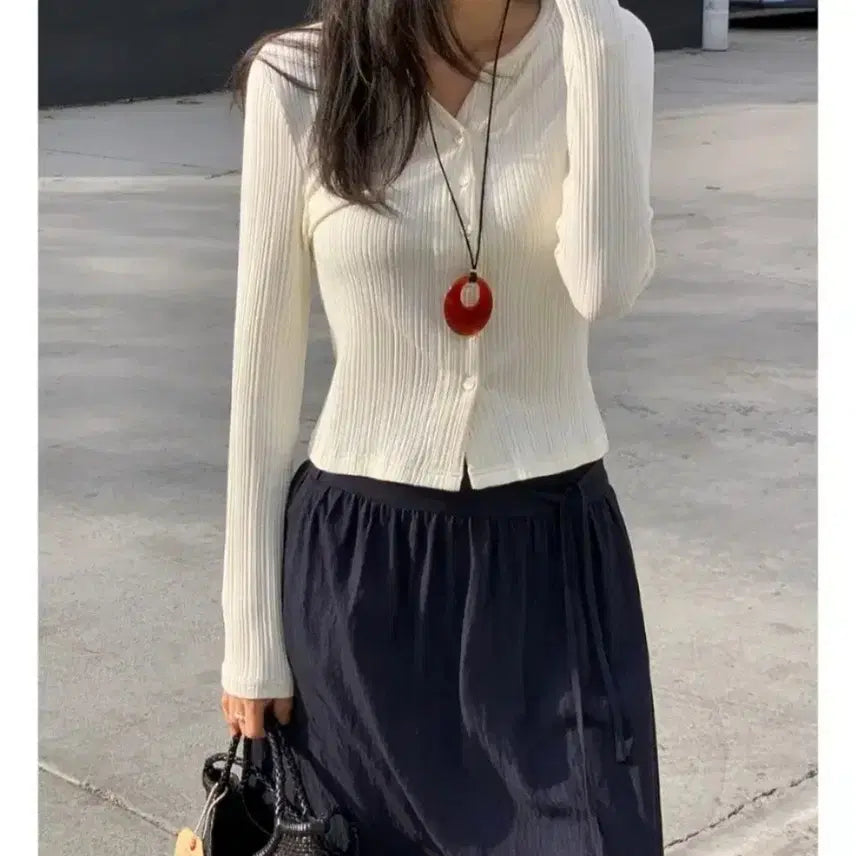 [BUNJANG] Ed More Rina Slim Ribbed Cardigan / 에드모어 리나 슬림 골지 가디건