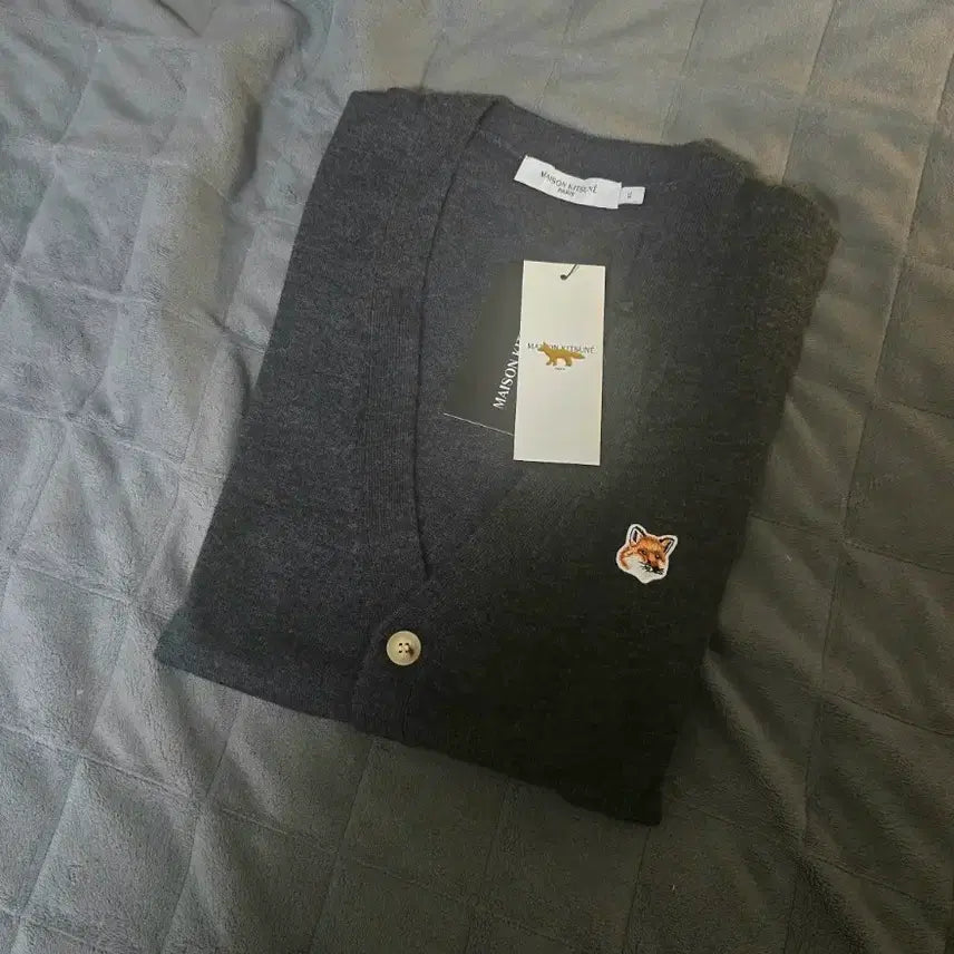 [BUNJANG] Maison Kitsuné Fox Head Cardigan Anthracite Melange Grey XL / 메종키츠네 폭스 헤드 가디건 앤트러사이트 멜란지 그레이 XL