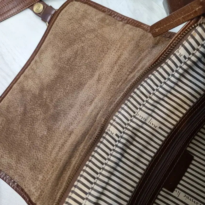 [BUNJANG] Brown Leather Messenger Bag / 가죽 메신저백 브라운크로스