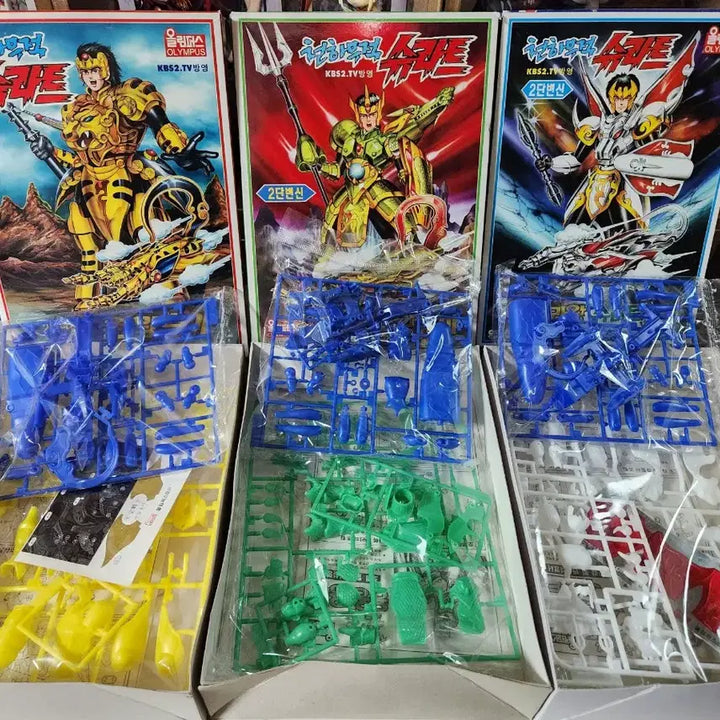 [BUNJANG] Muteki Chōjin Raideen (Invincible Super-Robot Raideen) Unsealed Model Kit 3-Set / 무적슈라트 천왕휴가/용왕용마/수라왕 슈라토 미개봉 택포10만