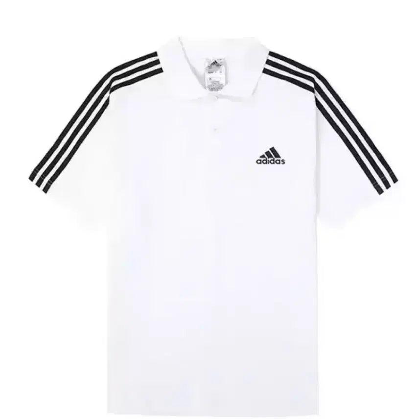 [BUNJANG] Adidas 3-Stripes White Polo T-Shirt / 아디다스 3선 화이트 폴로티