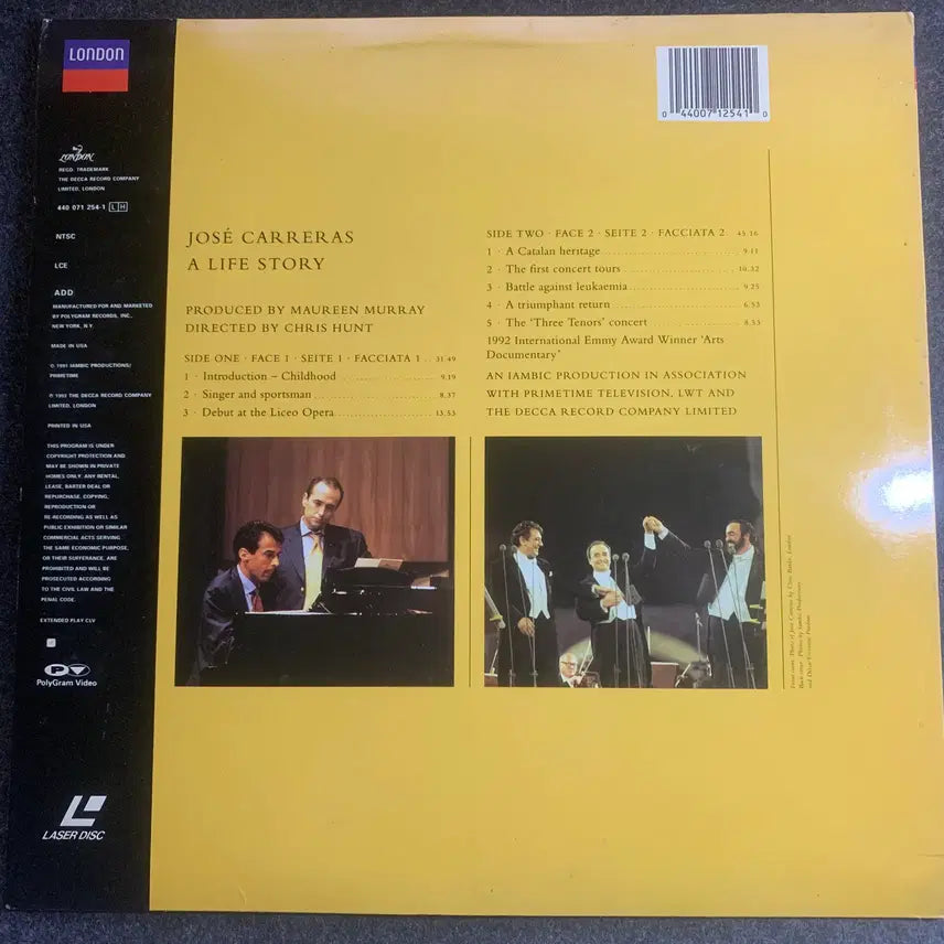 [BUNJANG] Jose Carreras A Life Story Laserdisc / [LD] 호세 카레라스 A Life Story