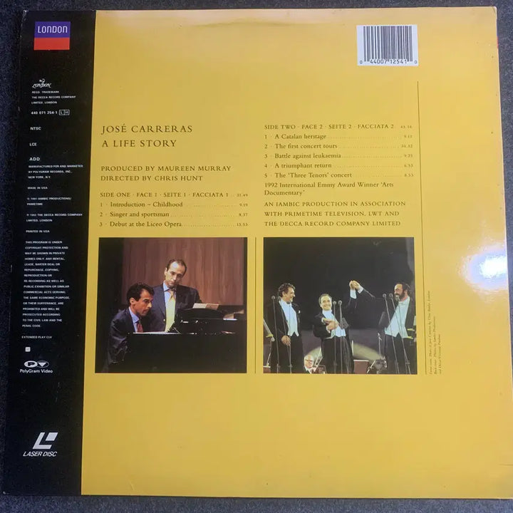 [BUNJANG] Jose Carreras A Life Story Laserdisc / [LD] 호세 카레라스 A Life Story