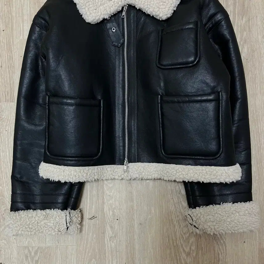 [BUNJANG] Place Studio Solid Mutton Fleece Leather Mustang Jacket FREE / 플레이스 스튜디오 솔리드 무톤 플리스 양털 레더 무스탕 FREE