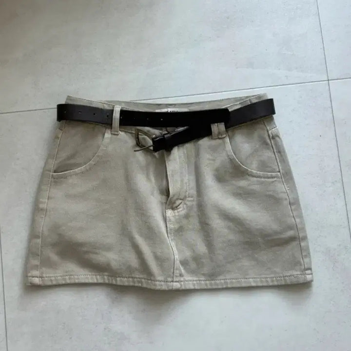 [BUNJANG] Beige Skirt Set with Belt / 베이지 치마+벨트