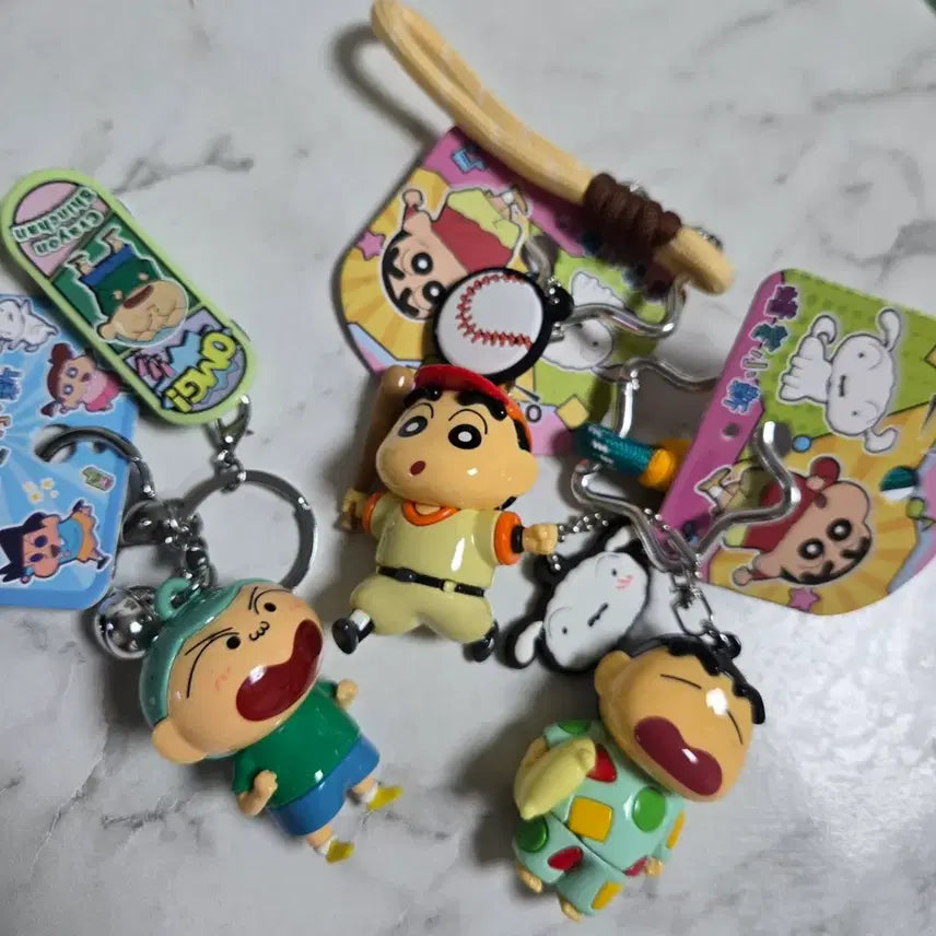 [BUNJANG] Crayon Shin-chan Figure Keychains (Set of 3) / 짱구피규어키링 3개