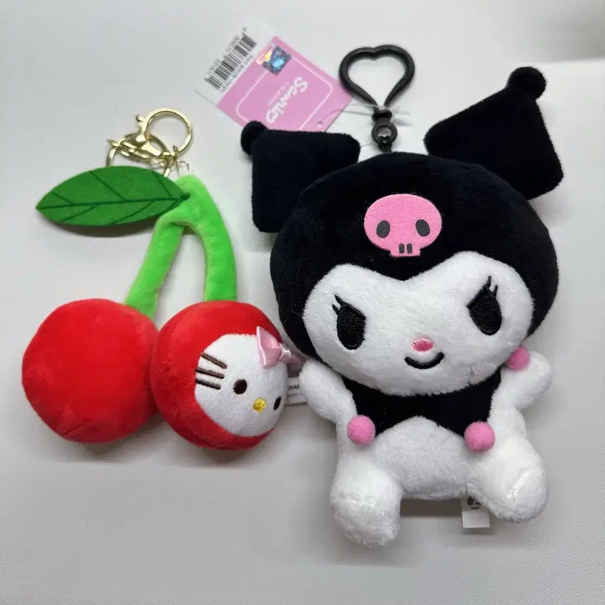 [BUNJANG] Sanrio Kitty Cherry Charm &amp; Kuromi Bag Charm Bundle Set / 산리오 키티 체리 키링, 쿠로미 가방걸이 일괄