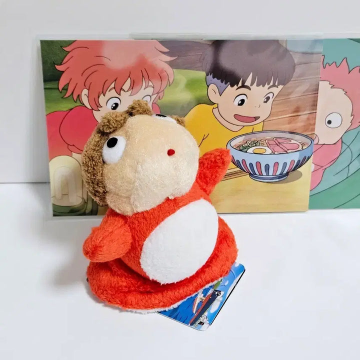 [BUNJANG] Ghibli Ponyo Mascot Plush Keychain + 2 Postcards / 지브리 정품 벼랑위의 포뇨 마스코트 인형+정품 엽서 2장