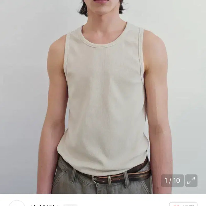 [BUNJANG] Insilence Damaged Tank Top Beige L / [새상품] 인사일런스 데미지드 탱크탑 민소매 슬리브리스 나시
