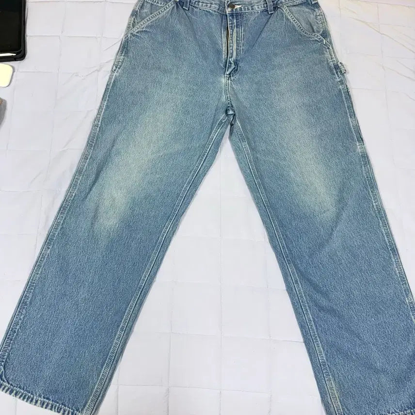[BUNJANG] Carhartt Vintage Leather Tab Carpenter Denim Jeans / Carhartt 칼하트 가죽탭 빈티지 카펜터 데님 청바지