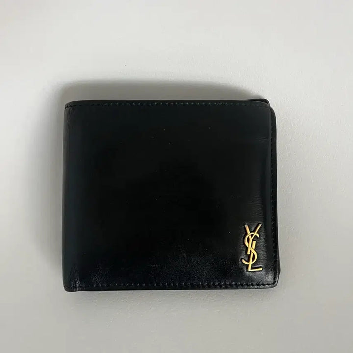 [BUNJANG] Saint Laurent Gold Logo Bifold Wallet / 입생로랑 금장 로고 반지갑