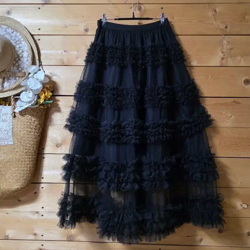 [BUNJANG] 3-Tier Ruffle Skirt with Elastic Waistband / 캉캉스탈. 밴딩치마.