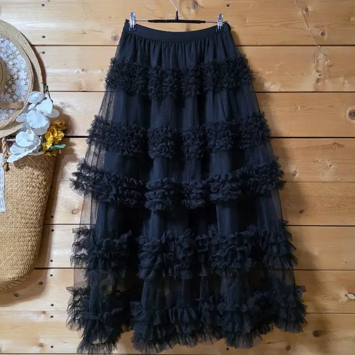 [BUNJANG] 3-Tier Ruffle Skirt with Elastic Waistband / 캉캉스탈. 밴딩치마.