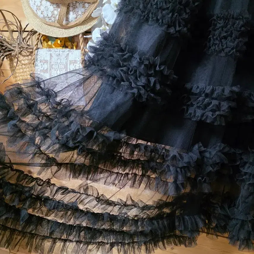 [BUNJANG] 3-Tier Ruffle Skirt with Elastic Waistband / 캉캉스탈. 밴딩치마.