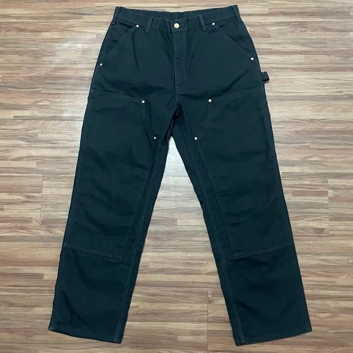 [BUNJANG] Carhartt Double Knee Carpenter Work Pants Black Made in USA / 미제 칼하트 블랙 더블니 카펜터 워크 팬츠