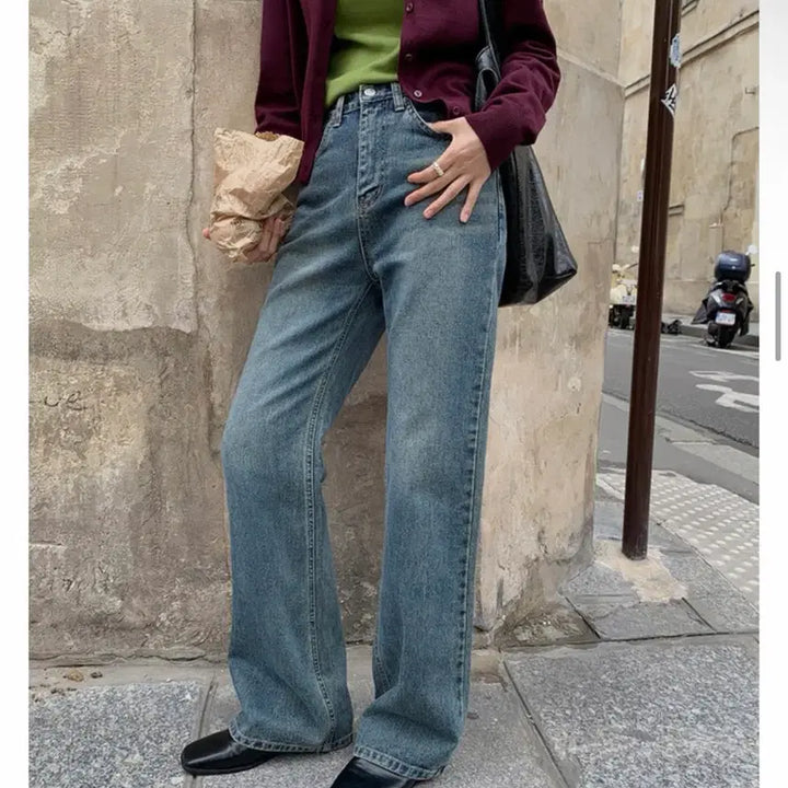 [BUNJANG] Edmore Tech Semi Wide Long Denim Pants (Medium Wash, M Size) / 에드모어 테크 세미 와이드 롱 데님 중청 M 새상품
