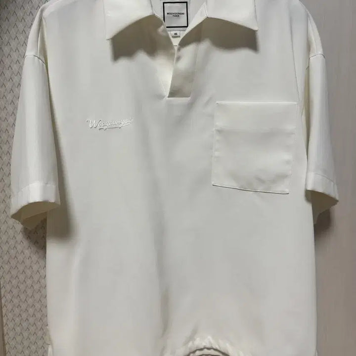 [BUNJANG] Wooyoungmi 25SS White Open Polo Shirt (Size 46) / 우영미 25ss 화이트 오픈 폴로 셔츠 (46)