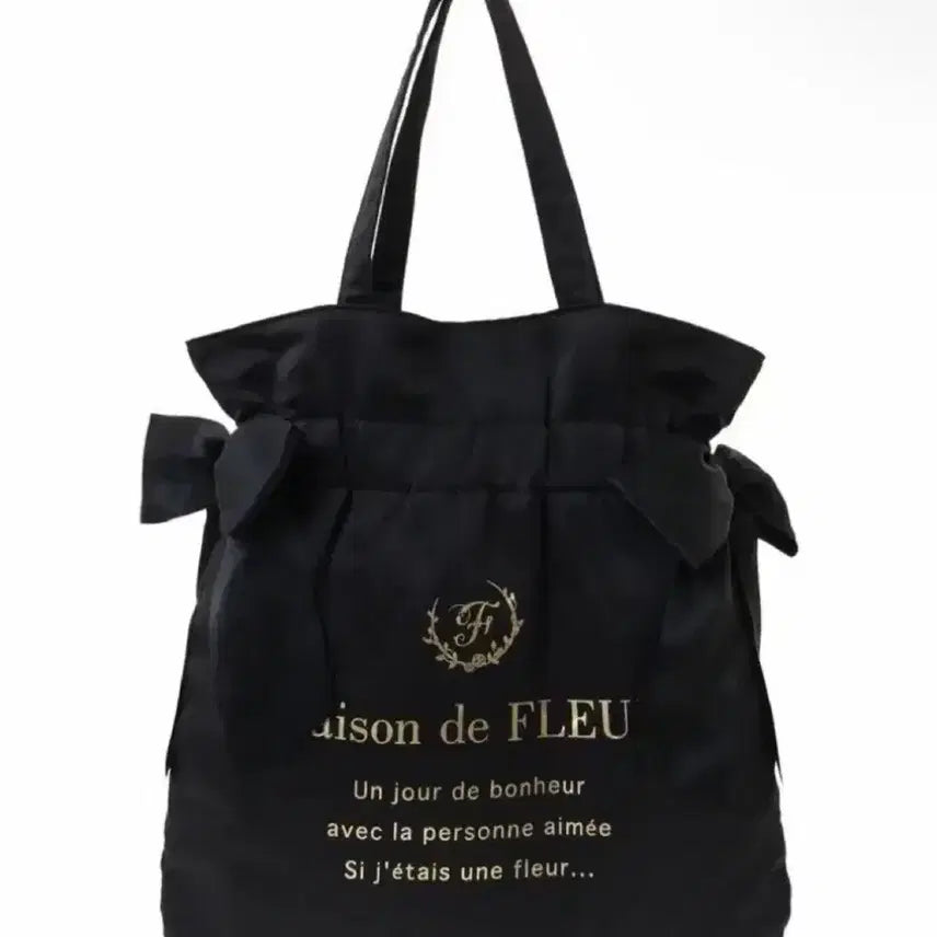 [BUNJANG] Maison de Fleur Black Ribbon Tote Bag / 메종드플뢰르 블랙 리본 토트백