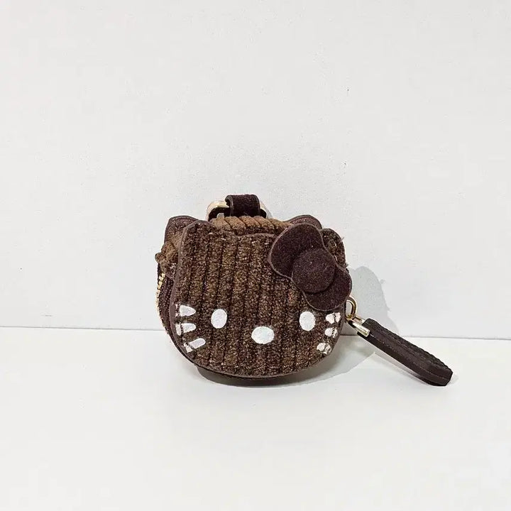 [SOLD OUT] 헬로키티 코듀로이 동전 지갑 브라운 키링