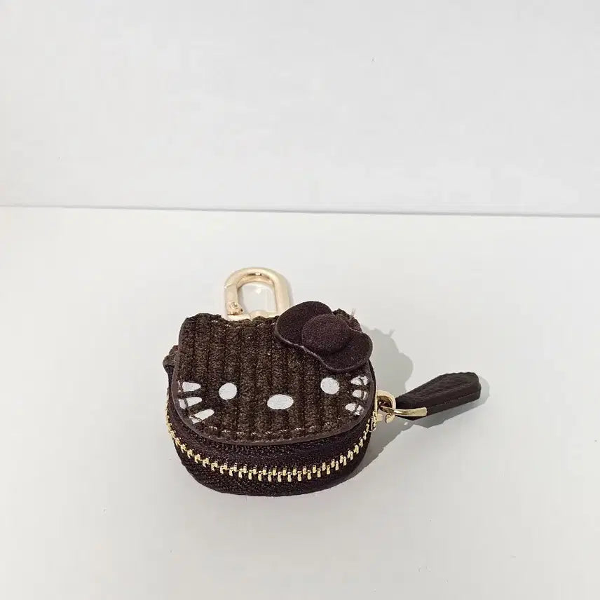 [SOLD OUT] 헬로키티 코듀로이 동전 지갑 브라운 키링