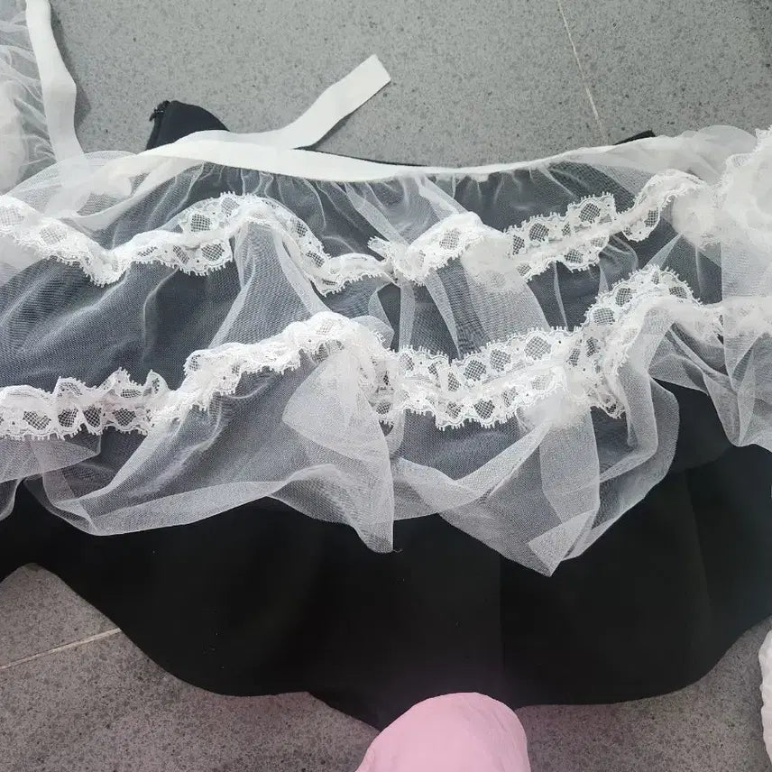 [BUNJANG] Amebly Temu Black Mini Skirt with Ruffled Tiers / 에이블리 테무 치마