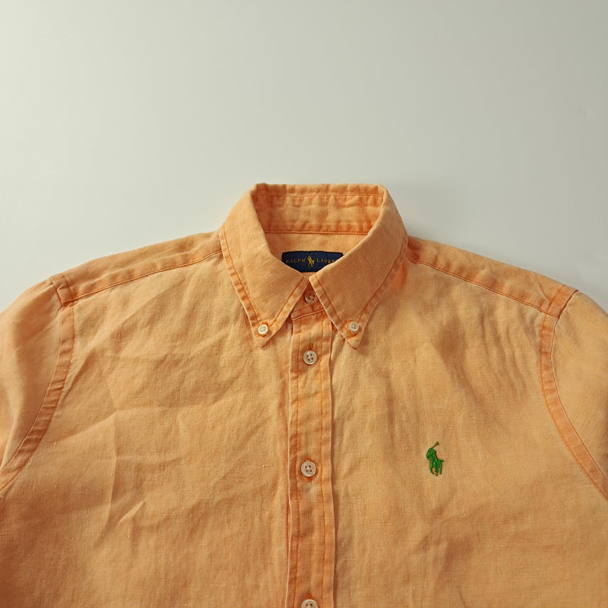 [BUNJANG] Polo Ralph Lauren Linen Button-Down Shirt Orange Peach / CK471 S 폴로 린넨 버튼다운 오렌지피치 셔츠 남방