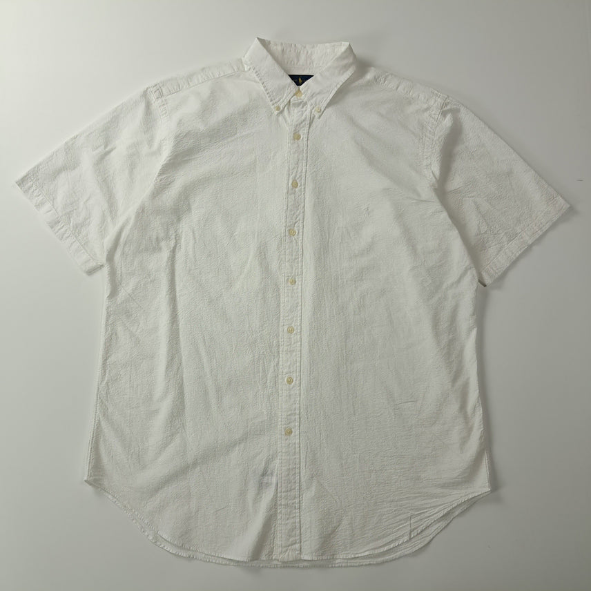 [BUNJANG] Polo Ralph Lauren 00s Seersucker Button-Down Short Sleeve Shirt XLT / CK473 XLT 폴로 00s 시어서커 버튼다운 화이트 반팔 셔츠 남방