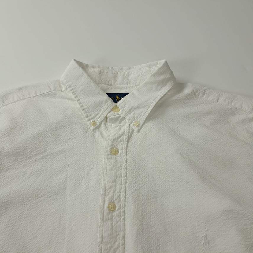 [BUNJANG] Polo Ralph Lauren 00s Seersucker Button-Down Short Sleeve Shirt XLT / CK473 XLT 폴로 00s 시어서커 버튼다운 화이트 반팔 셔츠 남방