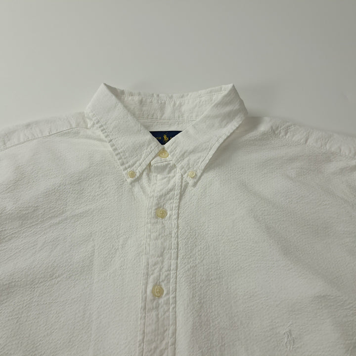[BUNJANG] Polo Ralph Lauren 00s Seersucker Button-Down Short Sleeve Shirt XLT / CK473 XLT 폴로 00s 시어서커 버튼다운 화이트 반팔 셔츠 남방