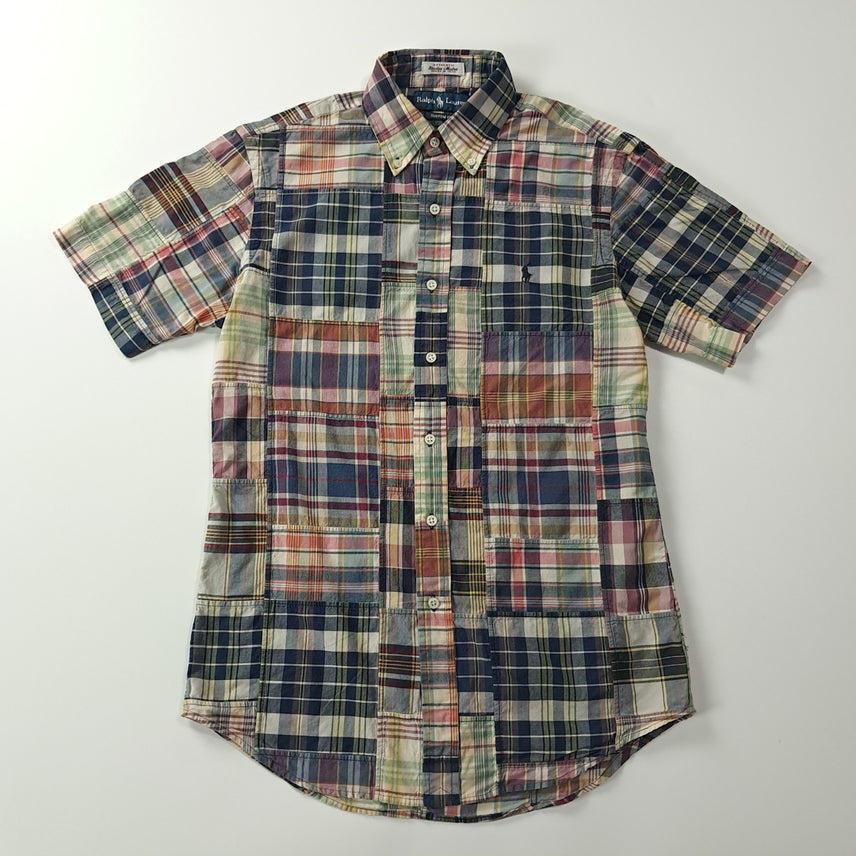 [BUNJANG] Polo Madras Patchwork Short Sleeve Shirt Multicolor / CK474 S 폴로 마드라스 패치워크 멀티컬러 반팔 셔츠 남방