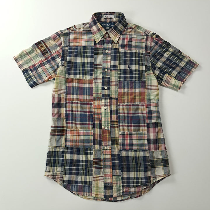 [BUNJANG] Polo Madras Patchwork Short Sleeve Shirt Multicolor / CK474 S 폴로 마드라스 패치워크 멀티컬러 반팔 셔츠 남방