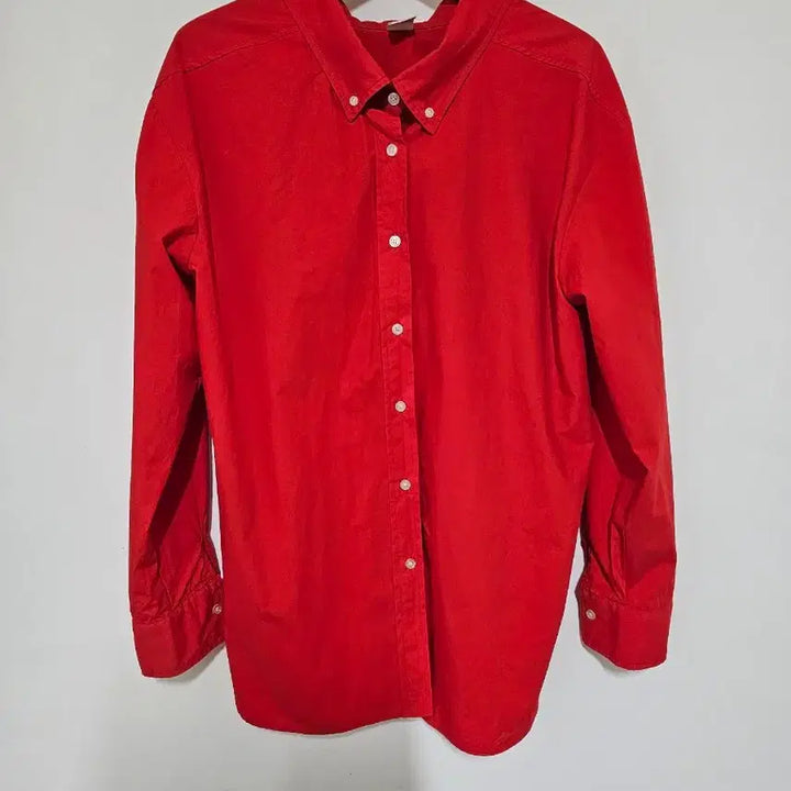 [BUNJANG] Real Red Poplin Oversized Muscle Fit Shirt (Size 105-110) / 클래식 누키 스타일 포플린.꾸안꾸 루즈핏. 백드롭  여성 레드셔츠 77.