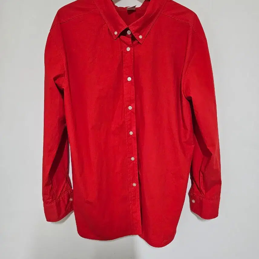 [BUNJANG] Real Red Poplin Oversized Muscle Fit Shirt (Size 105-110) / 클래식 누키 스타일 포플린.꾸안꾸 루즈핏. 백드롭  여성 레드셔츠 77.