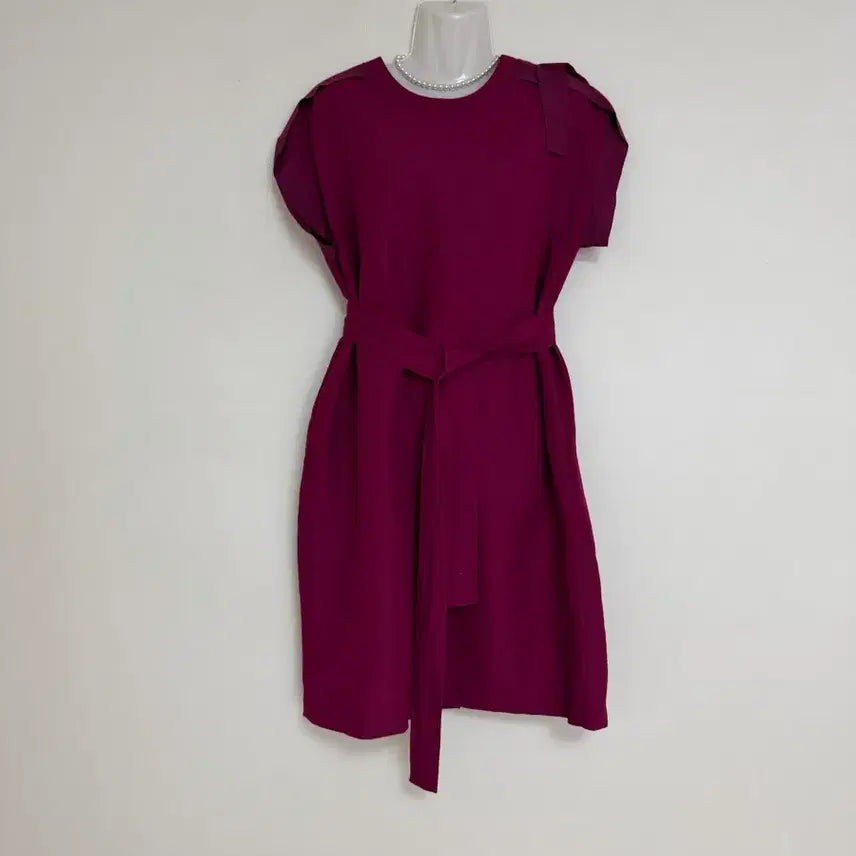 [BUNJANG] Magenta Linen Long Dress with Adjustable Waist / 마젠타컬러의 린넨원피스
