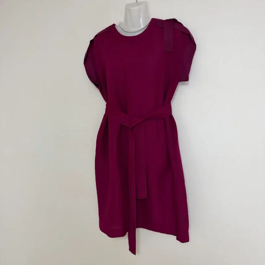 [BUNJANG] Magenta Linen Long Dress with Adjustable Waist / 마젠타컬러의 린넨원피스