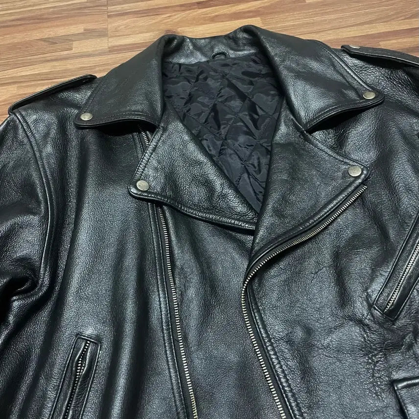 [BUNJANG] Hugo Boss Overfit Double Rider Leather Biker Jacket XXL / 휴고보스 boss 오버핏 더블 라이더 가죽 레더 바이커 자켓 xxl