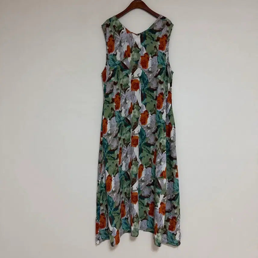 [BUNJANG] Chae Song Hwa Sleeveless Patterned Long Dress / 채송화민소매 패턴원피스<새옷
