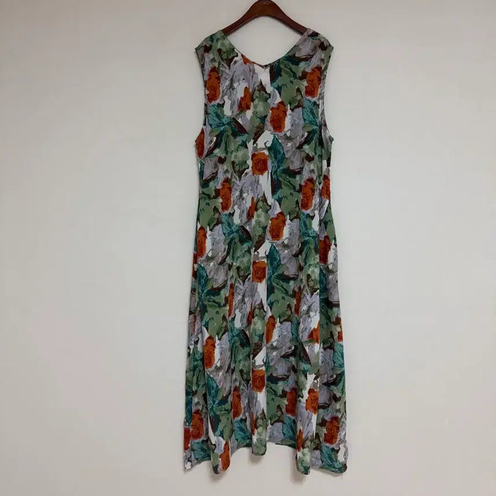 [BUNJANG] Chae Song Hwa Sleeveless Patterned Long Dress / 채송화민소매 패턴원피스<새옷