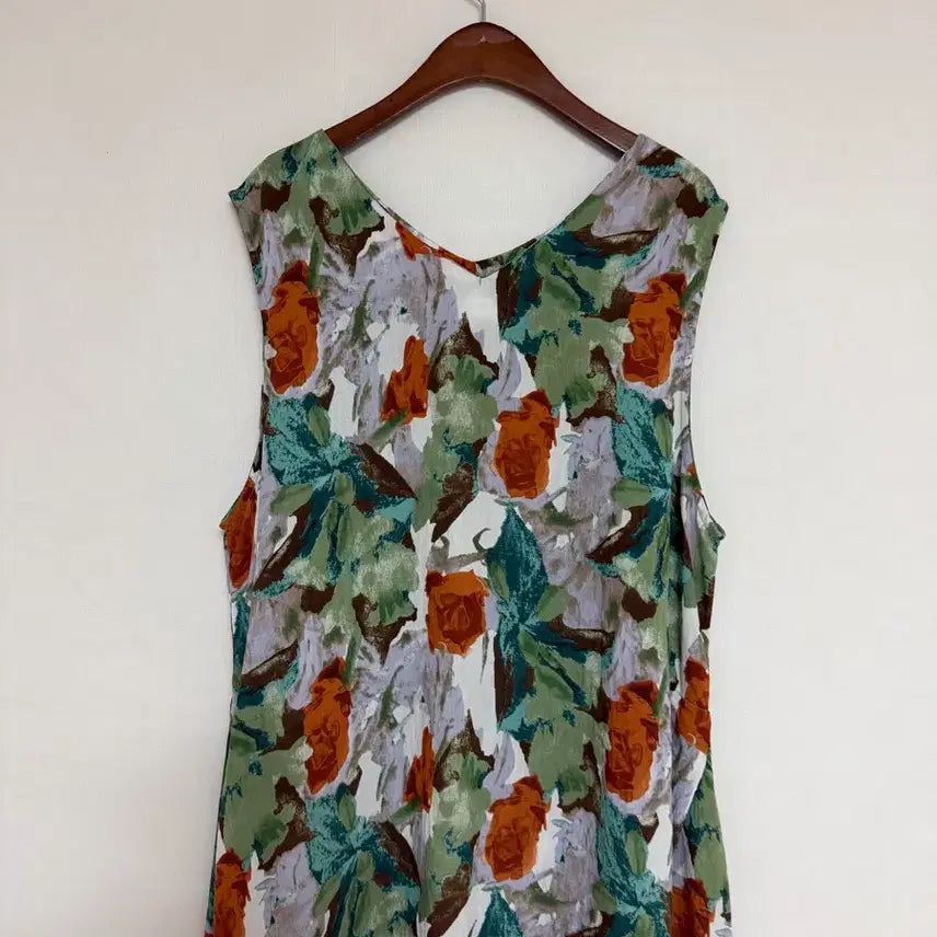 [BUNJANG] Chae Song Hwa Sleeveless Patterned Long Dress / 채송화민소매 패턴원피스<새옷