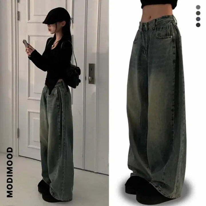 [BUNJANG] Feeling Washing Side Pin Tuck Wide Pants / 핏보장 필링 워싱 사이드 핀턱 와이드 pt