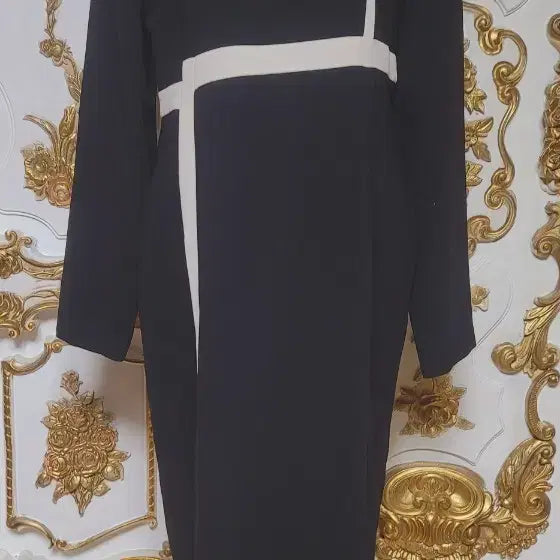 [BUNJANG] Black and White Color Block Midi Dress / 블랙 앤 화이트 배색 원피스