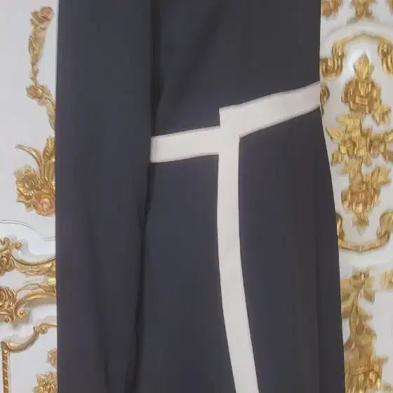 [BUNJANG] Black and White Color Block Midi Dress / 블랙 앤 화이트 배색 원피스