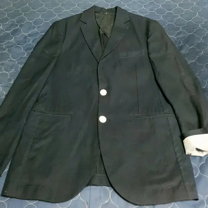 [BUNJANG] Beanpole Slim Fit Classic Cotton Blazer Navy (M) / (빈티지) 빈폴 슬림핏 리얼버튼 클래식 코튼 블레이저 네이비 (M)