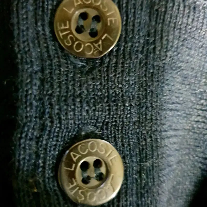 [BUNJANG] Seokwang Lacoste 90s V-Neck Cropped Virgin Wool Cardigan Navy (105) / (서광) 라코스테 90s 브이넥 크롭 버진울 가디건 네이비 (105)