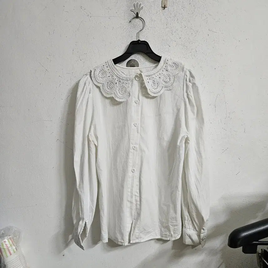 [BUNJANG] Lace Collar White Blouse / 레이스 칼라 화이트 블라우스